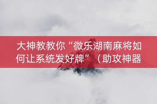 大神教教你“微乐湖南麻将如何让系统发好牌”（助攻神器)