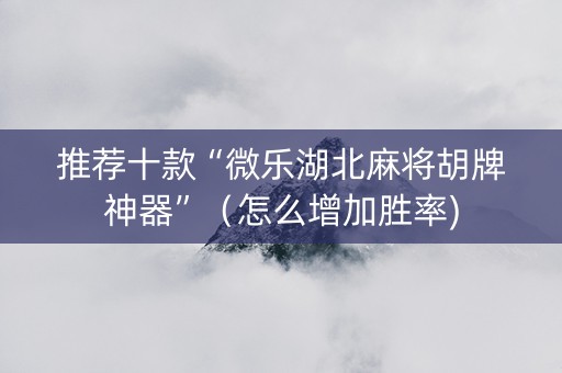 推荐十款“微乐湖北麻将胡牌神器”（怎么增加胜率)