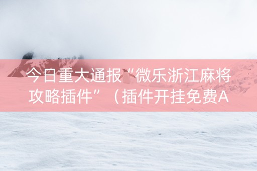 今日重大通报“微乐浙江麻将攻略插件”（插件开挂免费AI)