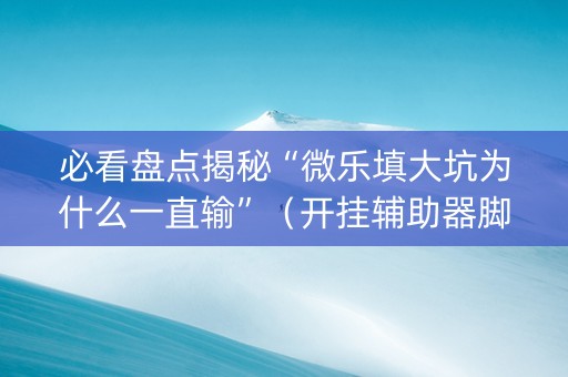 必看盘点揭秘“微乐填大坑为什么一直输”（开挂辅助器脚本)