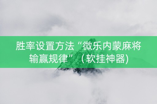胜率设置方法“微乐内蒙麻将输赢规律”（软挂神器)