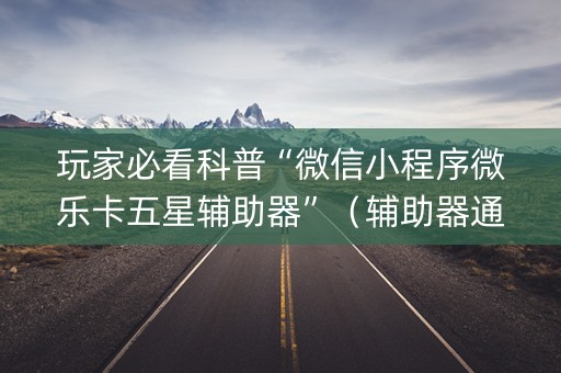 玩家必看科普“微信小程序微乐卡五星辅助器”（辅助器通用版)