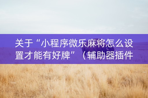 关于“小程序微乐麻将怎么设置才能有好牌”（辅助器插件)