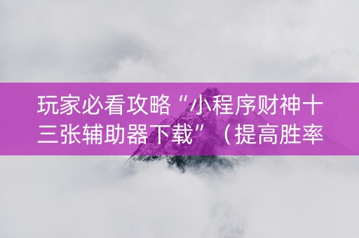 玩家必看攻略“小程序财神十三张辅助器下载”（提高胜率软件)