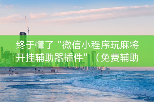 终于懂了“微信小程序玩麻将开挂辅助器插件”（免费辅助)