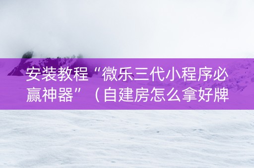 安装教程“微乐三代小程序必赢神器”（自建房怎么拿好牌)