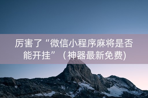 厉害了“微信小程序麻将是否能开挂”（神器最新免费)