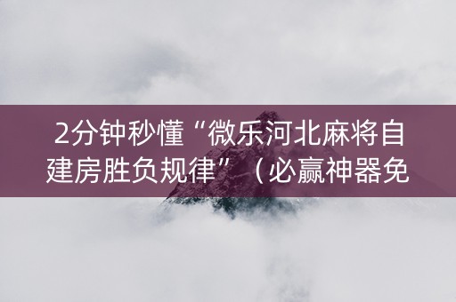 2分钟秒懂“微乐河北麻将自建房胜负规律”（必赢神器免费安装)
