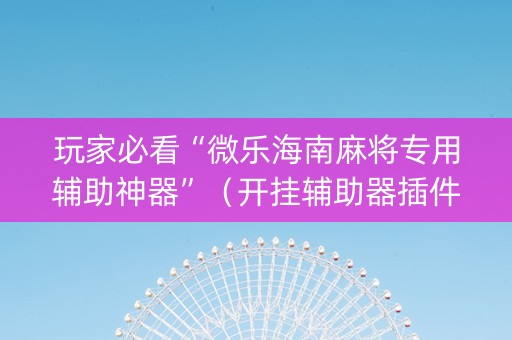 玩家必看“微乐海南麻将专用辅助神器”（开挂辅助器插件)