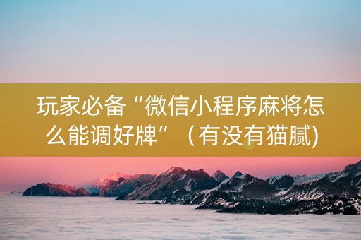 玩家必备“微信小程序麻将怎么能调好牌”（有没有猫腻)