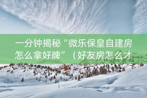 一分钟揭秘“微乐保皇自建房怎么拿好牌”（好友房怎么才能赢)