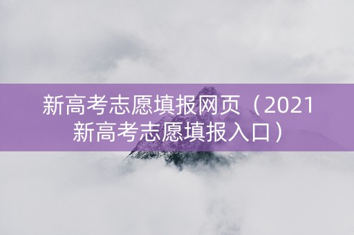 新高考志愿填报网页（2021新高考志愿填报入口）