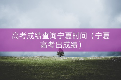 高考成绩查询宁夏时间（宁夏高考出成绩）
