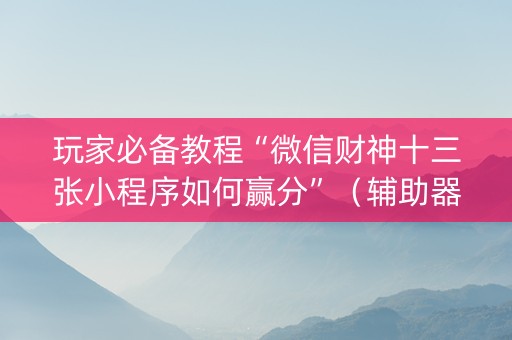 玩家必备教程“微信财神十三张小程序如何赢分”（辅助器插件)