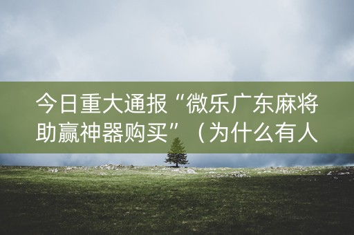 今日重大通报“微乐广东麻将助赢神器购买”（为什么有人一直赢)
