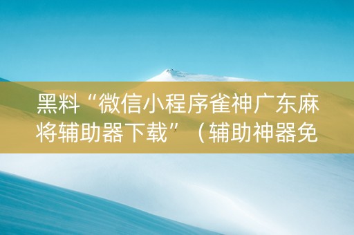 黑料“微信小程序雀神广东麻将辅助器下载”（辅助神器免费)