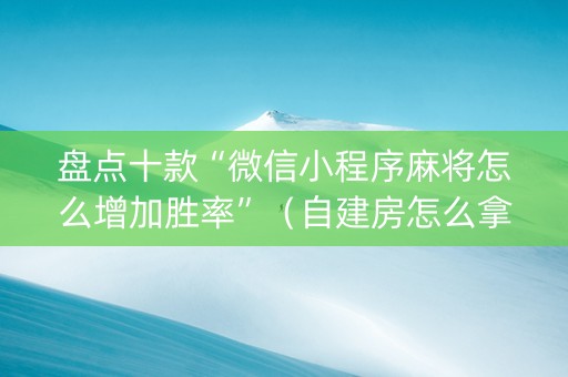 盘点十款“微信小程序麻将怎么增加胜率”（自建房怎么拿好牌)
