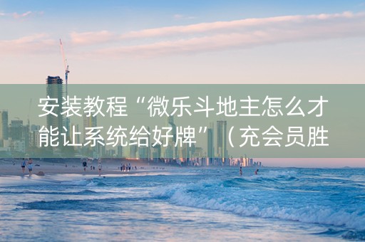 安装教程“微乐斗地主怎么才能让系统给好牌”（充会员胜率高)
