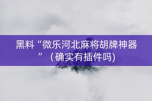 黑料“微乐河北麻将胡牌神器”（确实有插件吗)