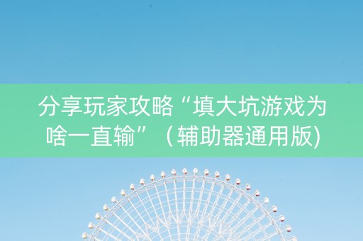 分享玩家攻略“填大坑游戏为啥一直输”（辅助器通用版)