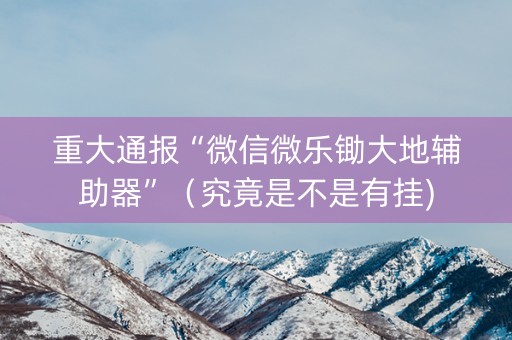 重大通报“微信微乐锄大地辅助器”（究竟是不是有挂)