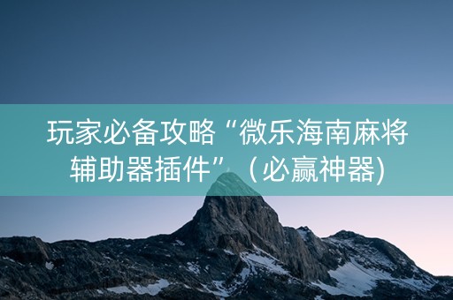 玩家必备攻略“微乐海南麻将辅助器插件”（必赢神器)