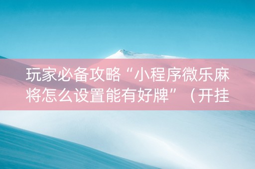 玩家必备攻略“小程序微乐麻将怎么设置能有好牌”（开挂辅助器脚本)