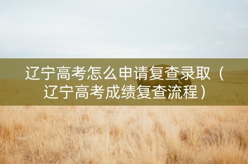 辽宁高考怎么申请复查录取（辽宁高考成绩复查流程）