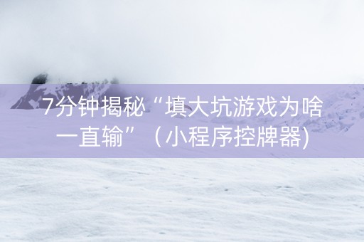 7分钟揭秘“填大坑游戏为啥一直输”（小程序控牌器)