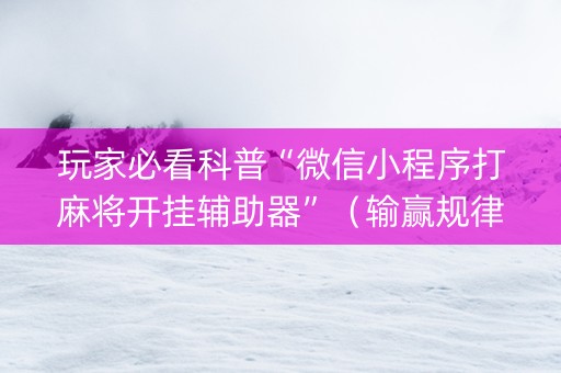 玩家必看科普“微信小程序打麻将开挂辅助器”（输赢规律)