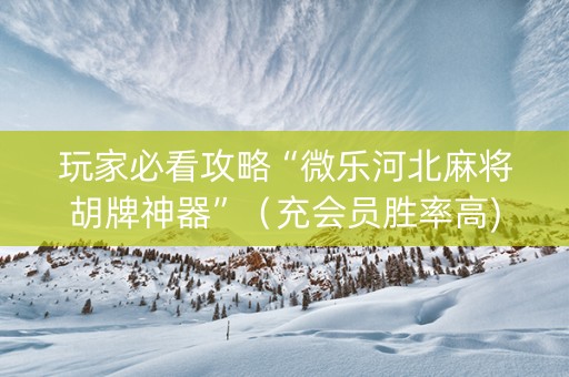 玩家必看攻略“微乐河北麻将胡牌神器”（充会员胜率高)