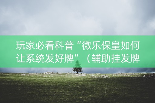 玩家必看科普“微乐保皇如何让系统发好牌”（辅助挂发牌规律)