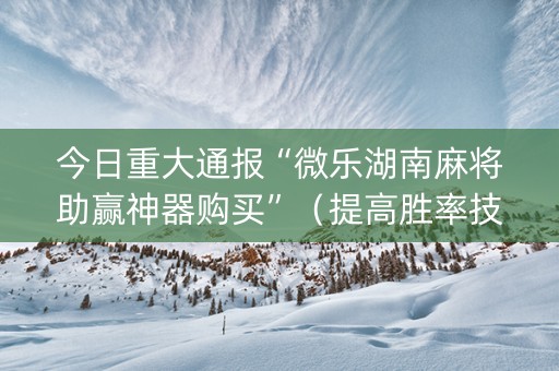 今日重大通报“微乐湖南麻将助赢神器购买”（提高胜率技巧)