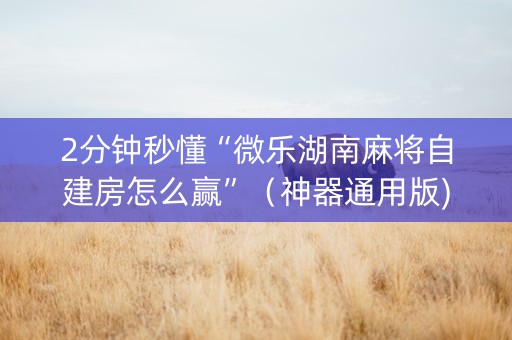 2分钟秒懂“微乐湖南麻将自建房怎么赢”（神器通用版)