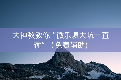 大神教教你“微乐填大坑一直输”（免费辅助)