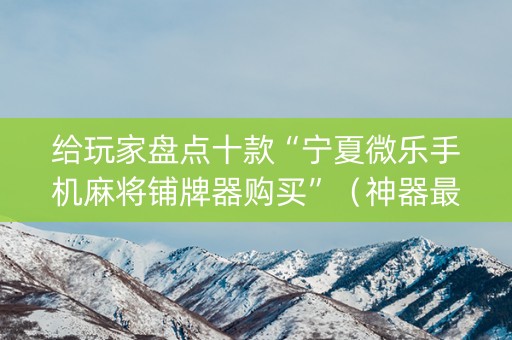 给玩家盘点十款“宁夏微乐手机麻将铺牌器购买”（神器最新免费)