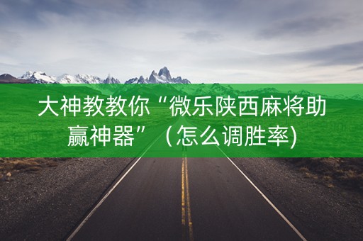 大神教教你“微乐陕西麻将助赢神器”（怎么调胜率)