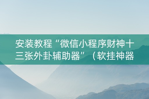安装教程“微信小程序财神十三张外卦辅助器”（软挂神器)