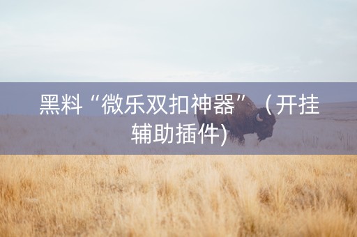 黑料“微乐双扣神器”（开挂辅助插件)