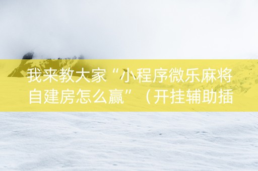 我来教大家“小程序微乐麻将自建房怎么赢”（开挂辅助插件)