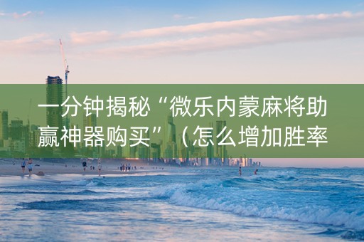 一分钟揭秘“微乐内蒙麻将助赢神器购买”（怎么增加胜率)