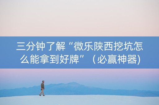 三分钟了解“微乐陕西挖坑怎么能拿到好牌”（必赢神器)