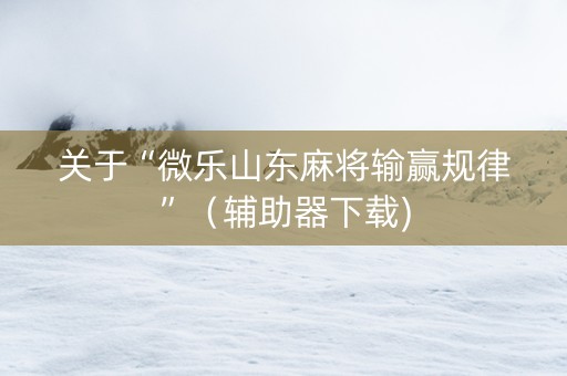 关于“微乐山东麻将输赢规律”（辅助器下载)