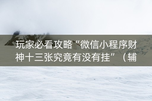 玩家必看攻略“微信小程序财神十三张究竟有没有挂”（辅助器插件)