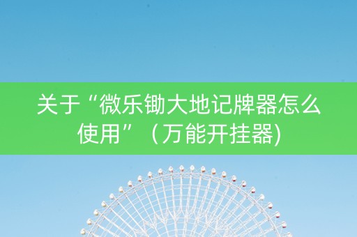 关于“微乐锄大地记牌器怎么使用”（万能开挂器)