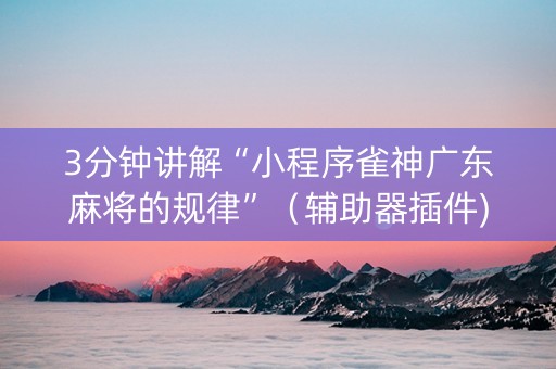 3分钟讲解“小程序雀神广东麻将的规律”（辅助器插件)