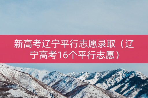 新高考辽宁平行志愿录取（辽宁高考16个平行志愿）