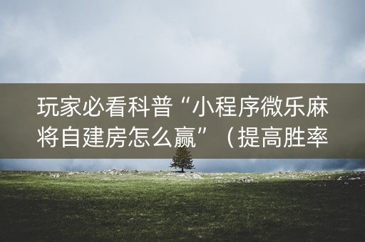 玩家必看科普“小程序微乐麻将自建房怎么赢”（提高胜率软件)