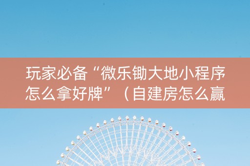 玩家必备“微乐锄大地小程序怎么拿好牌”（自建房怎么赢)