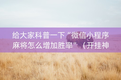给大家科普一下“微信小程序麻将怎么增加胜率”（开挂神器下载)